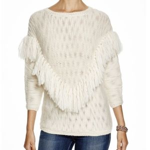 Trina Turk Ivory Wool Fringe Chunky Knit Sweater XS